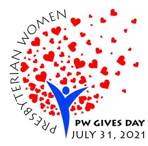 hearts rising from figure in PW logo. "PW Gives Day, July 31, 2021" is written in lower right