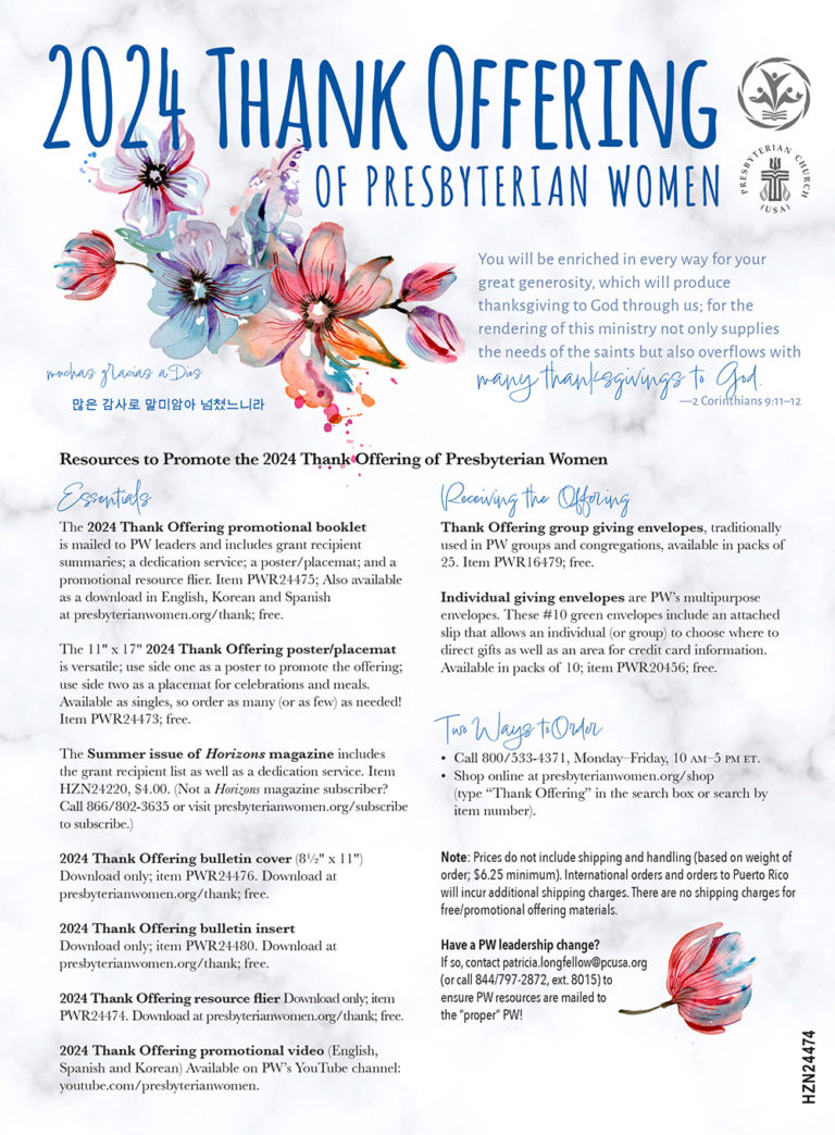 PWR24474 2024 Thank Offering Promo Flier Presbyterian Women